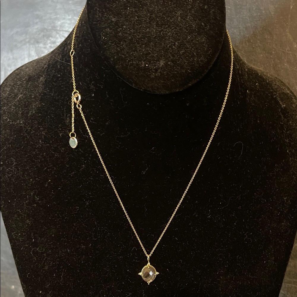 Elegant Gold Necklace with Blue Gemstone (changes color) local eclectic brand